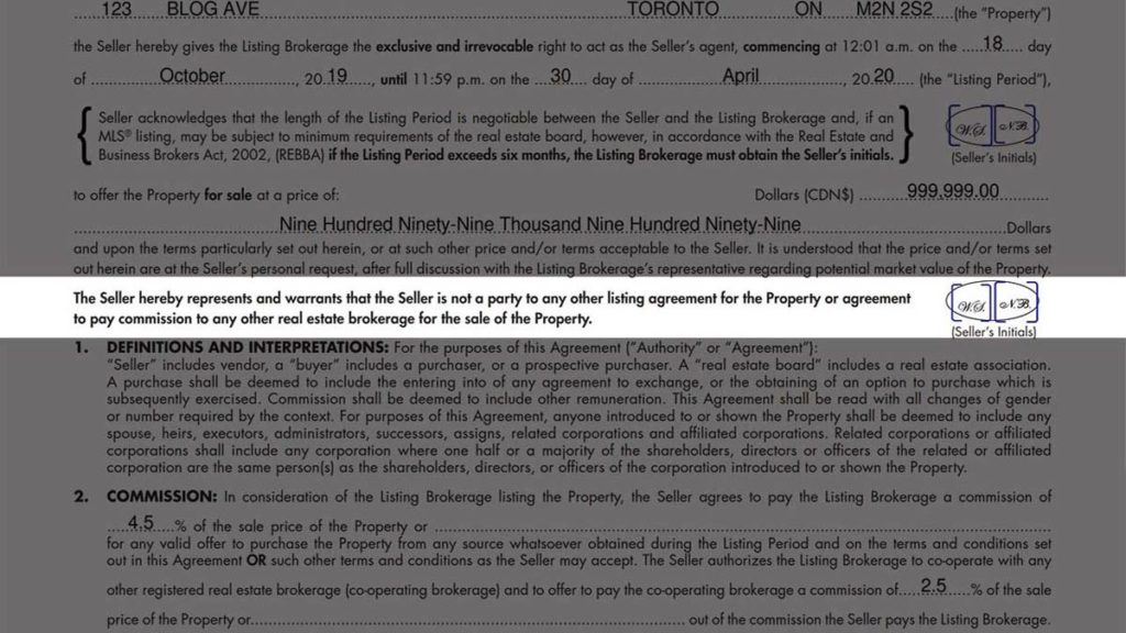 Listing Agreement Seller Representation Agreement Ontario, Договор на оказание услуг по Продаже Недвижимости в Торонто REALTOR Andrei Peresunko