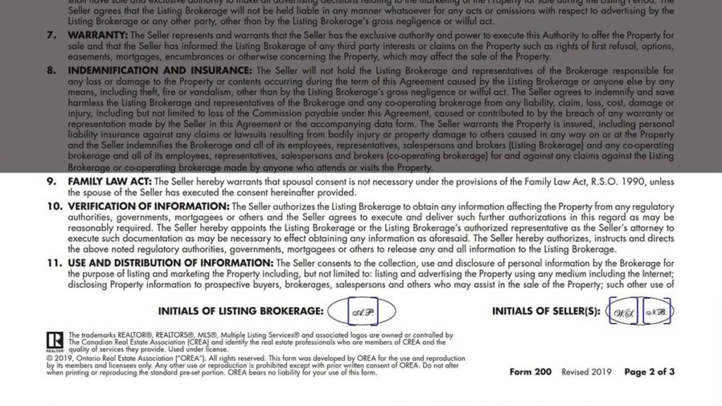Listing Agreement Seller Representation Agreement Ontario, Договор на оказание услуг по Продаже Недвижимости в Торонто REALTOR Andrei Peresunko