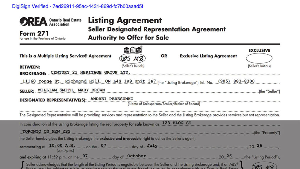 Listing Agreement - Seller Designated Representation Agreement