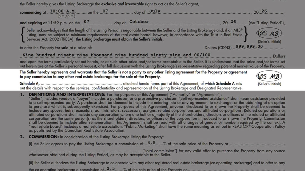 Listing Agreement - Seller Designated Representation Agreement