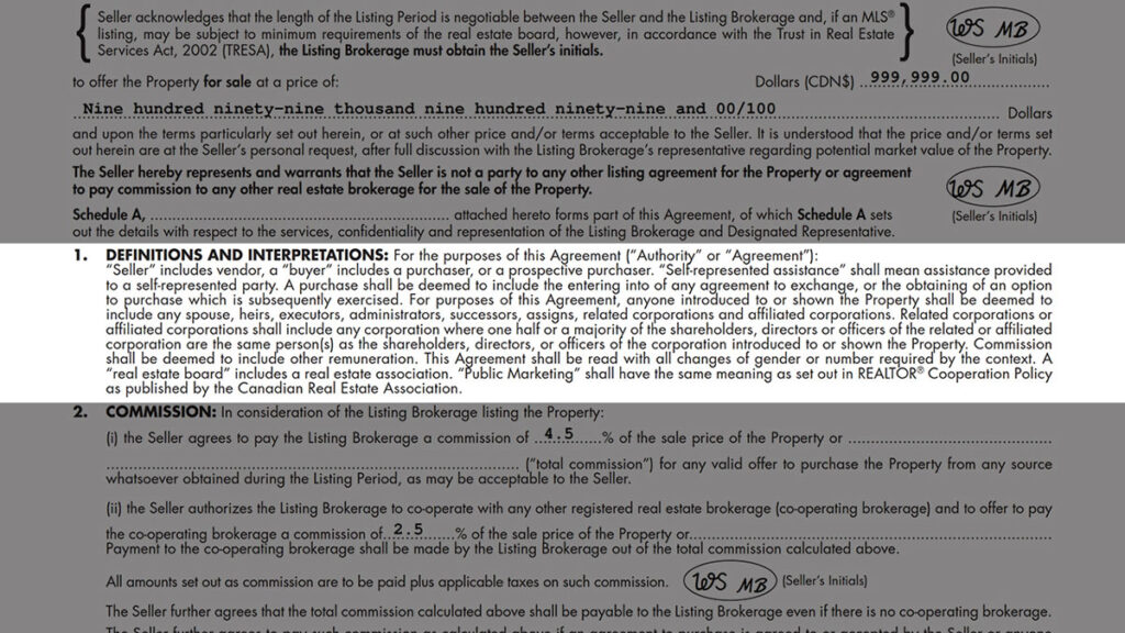 Listing Agreement - Seller Designated Representation Agreement