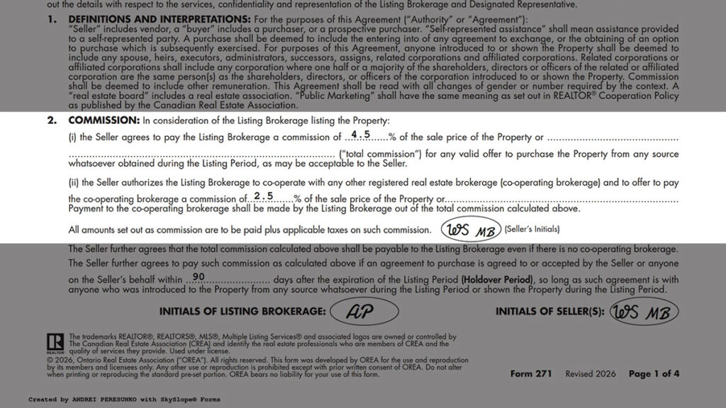 Listing Agreement - Seller Designated Representation Agreement