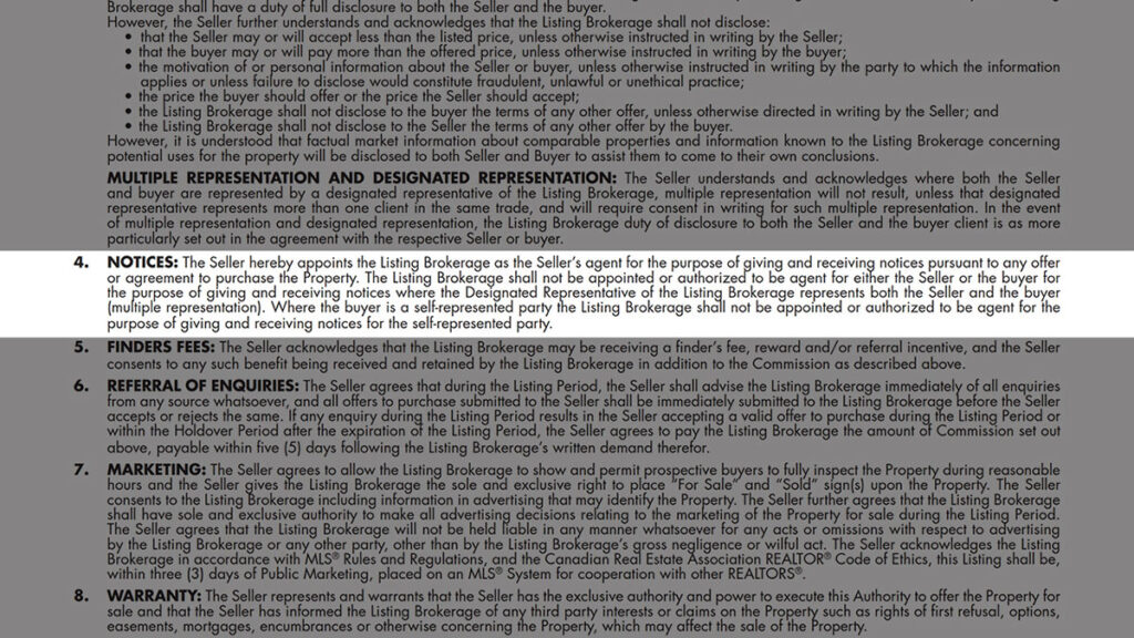 Listing Agreement - Seller Designated Representation Agreement