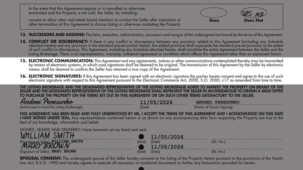 Listing Agreement - Seller Designated Representation Agreement